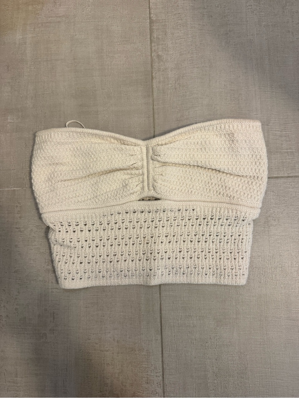 American Eagle Outfitters Ivory Knit Strapless Tube Top